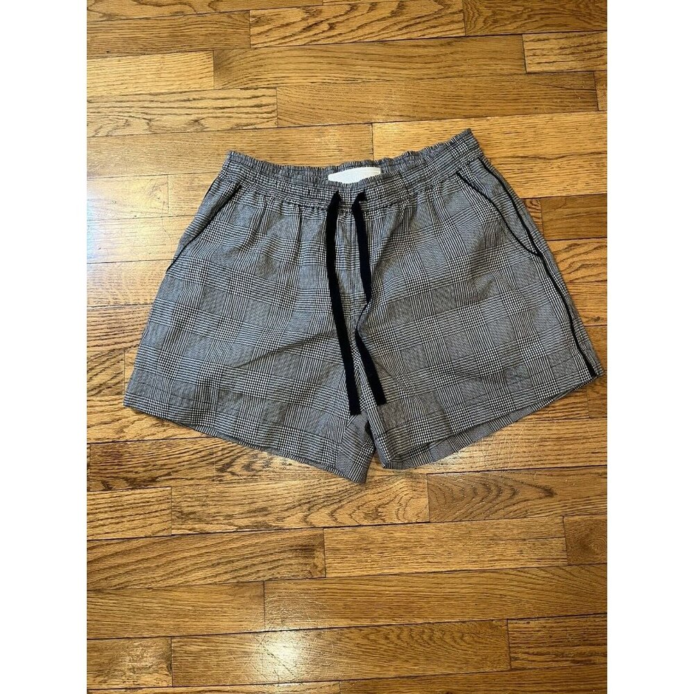 NWT Svilu Womens Sz 4 Organic Cotton Drawstring Shorts Checker Gray MSRP $225